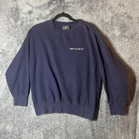 SpaceX Sweatshirt Mens Medium Crewneck Pullover Spell Out Cotton Blend - Picture 1 of 8